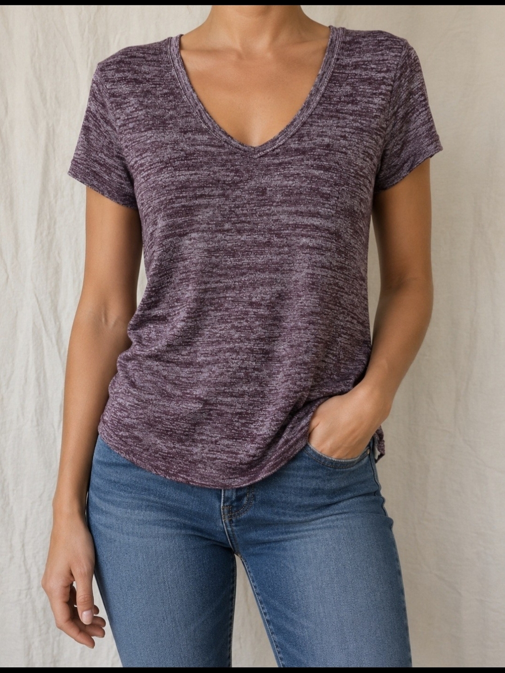 a.n.a Women's XL Shirt Burnout Style Purple Metallic Fleck